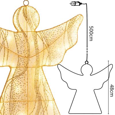 4. Dekorativer Engel zum Aufhängen, 48 cm, 236 LEDs