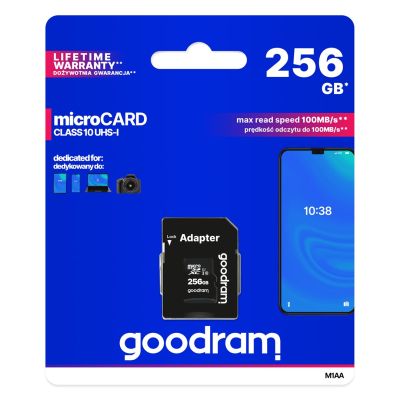 5. GOODRAM microSDXC 256 GB Klasse 10 UHS I + Adapter