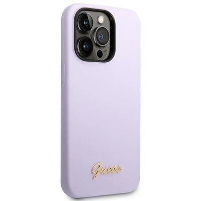 4. Guess GUHCP14XSLSMU iPhone 14 Pro Max 6,7" fioletowy/purple hard case Silicone Vintage Gold Logo
