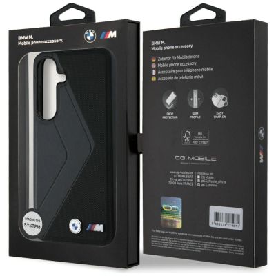 8. BMW Leder Oversized Stripes MagSafe Hülle für Samsung Galaxy S25 - Schwarz