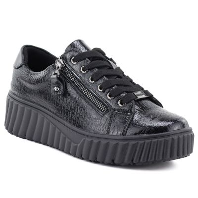 Damen-Plateauschuhe aus Lackleder, schwarz, Vinceza 133134