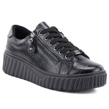 Damen-Plateauschuhe aus Lackleder, schwarz, Vinceza 133134