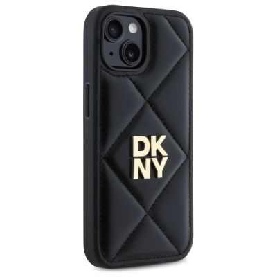 4. DKNY Quilted Stack Logo Hülle für iPhone 15 – Schwarz