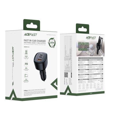 5. Acefast B18 200W Autoladegerät 2x USB-C + USB-A - Schwarz