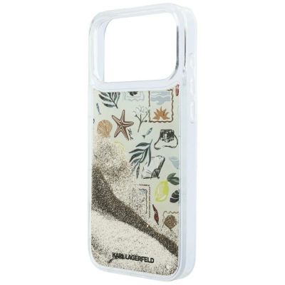 6. Karl Lagerfeld Liquid Glitter Strand- und Sandhülle für iPhone 17 Pro Max / 18 Pro Max – Beige