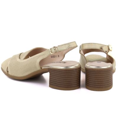 12. Bequeme goldene Damensandalen mit Blockabsatz M.Daszyński SA262-3