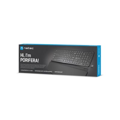 7. NATEC PORIFERA Tastatur für Zuhause/Büro, Bluetooth, QWERTZ-Tastatur, amerikanische und internationale Tastatur, Schwarz