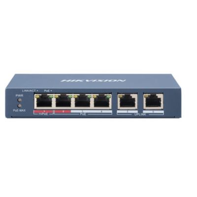 Hikvision DS-3E0106HP-E Netzwerkverbindungen Unmanaged Fast Ethernet (10/100) PoE-Unterstützung Blau