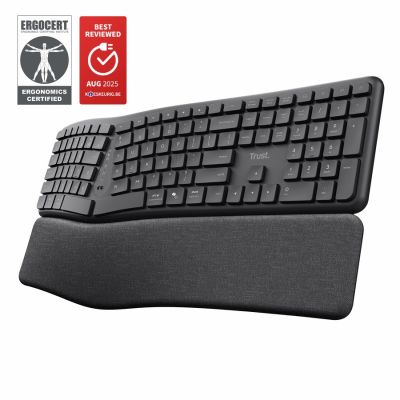 8. TRUST Keyra kabellose ergonomische Multigeräte-Tastatur
