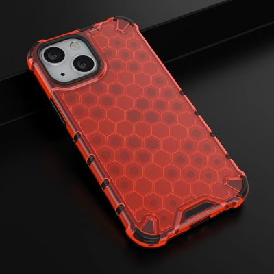 14. Honeycomb Handyhülle Schutzhülle mit TPU Rahmen für iPhone 13 mini rot