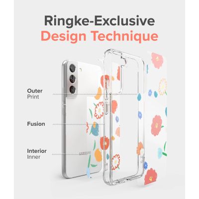 9. Ringke Fusion Design Armoured Case Cover mit Gelrahmen für Samsung Galaxy S22+ (S22 Plus) transparent (Floral) (F593R31)