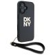 3. DKNY Wrist Strap Stock Logo Hülle für iPhone 16 – Schwarz