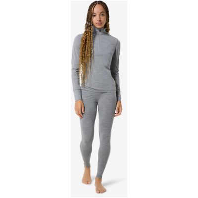 4. Damen-Thermo-Langarmshirt SUPER.NATURAL W TUNDRA175 ZIP 1/4 grau