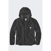 Carhartt Jacke aus gewaschenem Duck-Leder mit Sherpa-Futter, schwarz