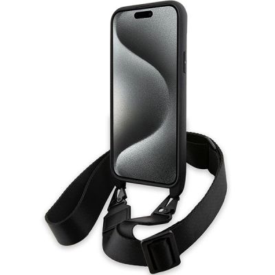 4. BMW M Edition Carbon Tricolor Lines & Strap Hülle für iPhone 15 Plus / 14 Plus – Schwarz