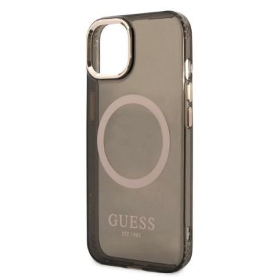 6. Guess Gold Outline Translucent MagSafe Hülle für iPhone 13 – Schwarz