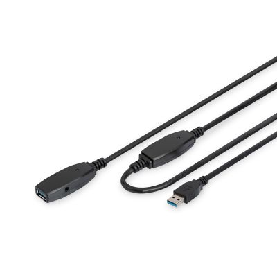 USB 3.0 SuperSpeed Verlängerungskabel 20 m Typ USB A/USB AM/F Aktiv Schwarz 20 m