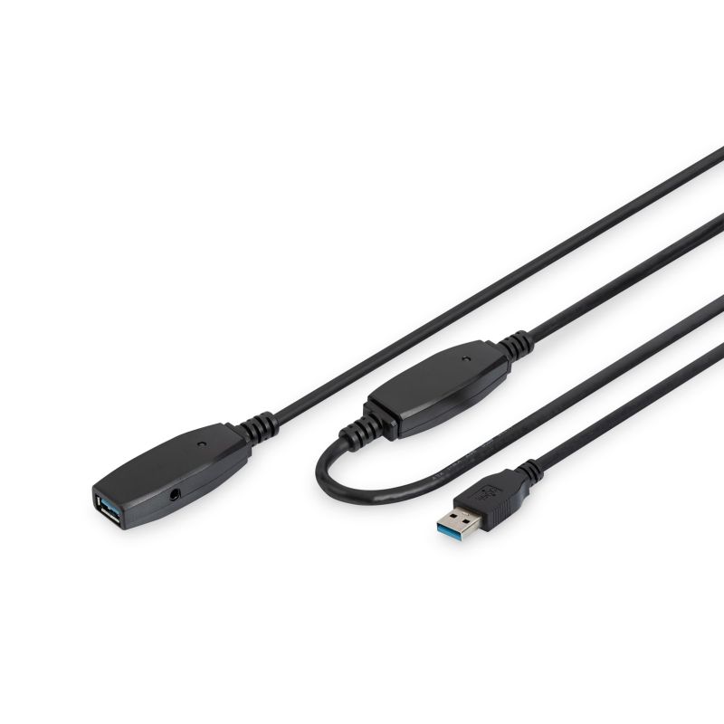 USB 3.0 SuperSpeed Verlängerungskabel 20 m Typ USB A/USB AM/F Aktiv Schwarz 20 m