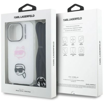 7. Karl Lagerfeld IML Crossbody Karl&Choupette Head Case für iPhone 16 Pro - Weiß