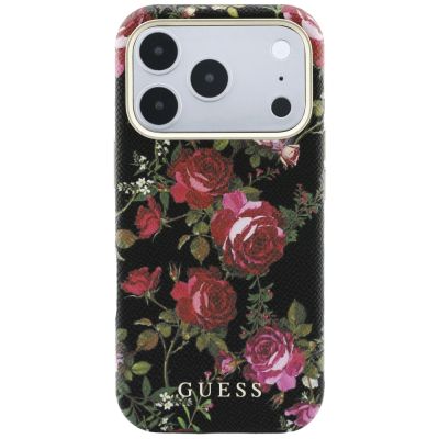 3. Guess Blossom Roses Print MagSafe Hülle für iPhone 18 Pro Max / 17 Pro Max – schwarz