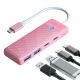 2. Orico PAPW2AC-C3-C3 USB-Hub mit 4 Anschlüssen (2x USB-A 3.0, 1x USB-C 3.0) mit USB-C PD (100 W Ladeleistung), 0,15 m Kabellänge – Pink