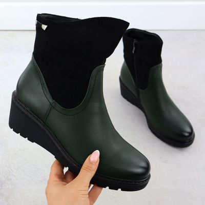 2. grüne Wildleder-Keilstiefel für Damen, M.Daszyński 2510