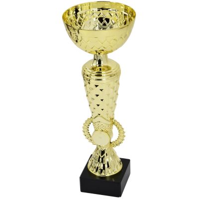 GOLDENER METALLBECHER 23,5 CM SCHWARZER FUSS TRIUMPH