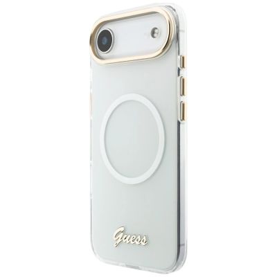 3. Guess IML Gradient Script Metal MagSafe Hülle für iPhone Air - Weiß