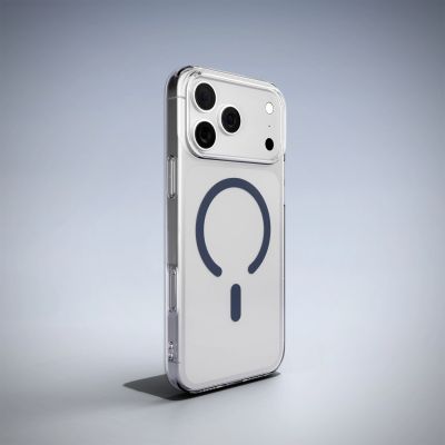 9. Puro Lite Mag TPU+PC Hülle kompatibel mit MagSafe für iPhone 17 Pro - Transparent mit blauem Ring