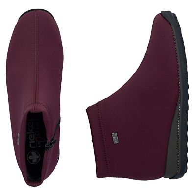 5. Rieker TEX 98251-35 wasserdichte, gefütterte Damen-Ankle-Boots in Burgunderrot