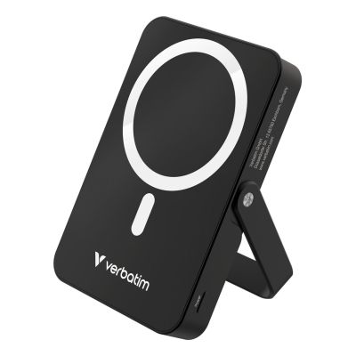Verbatim Charge 'n' Go Magnetischer kabelloser Lithium-Polymer-Akku (LiPo) 10000 mAh, kabellos aufladbar, Schwarz