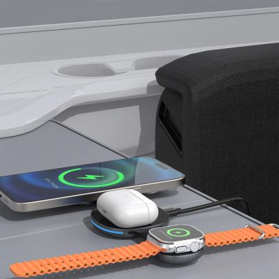 10. Dudao A11S 3-in-1 kabelloses Ladegerät, kompatibel mit MagSafe, für Smartphone, Smartwatch und Kopfhörer – schwarz
