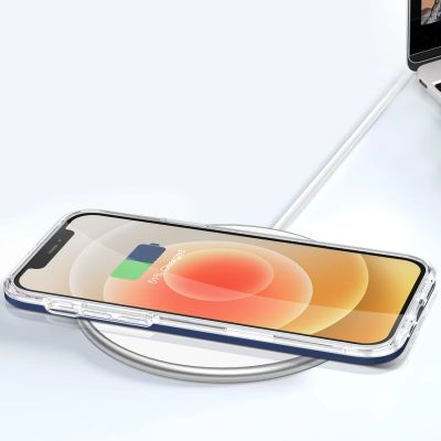 7. Klare 3-in-1-Hülle für iPhone 12, blauer Rahmen, Gel-Cover