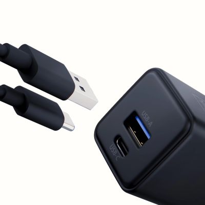 4. 3mk Hyper GaN Ladegerät 20W QC4+ PD PPS USB-C USB-A Wandladegerät - Schwarz