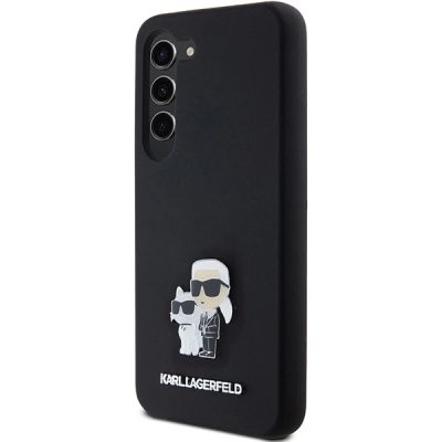 2. Karl Lagerfeld Silikon Karl&Choupette Metal Pin Hülle für Samsung Galaxy S23 – Schwarz