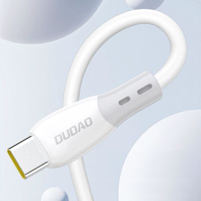 9. Dudao L25ST 5 A USB-A-auf-USB-C-Kabel mit weichem Silikongeflecht, 1 m – Weiß
