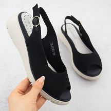 Schwarze Damen-Keilsandalen aus Textil, Modell Vinceza 97303