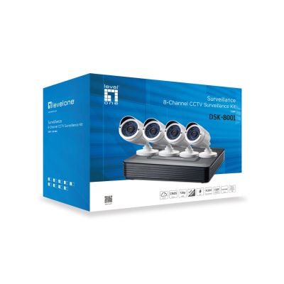 2. LevelOne CCTV 8-Kanal-Set 2MP/IP66/H.264/1x3,5"/IR-30m weiß
