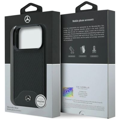 8. Mercedes Leder-Holzoptik- und Curve MagSafe-Hülle für iPhone 17 Pro – Schwarz