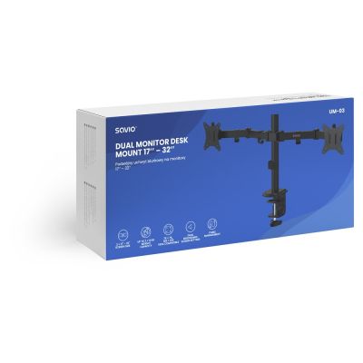 3. SAVIO Doppel-Tischhalterung für Monitore 17" - 32" 2x 2 - 9 kg UM-03