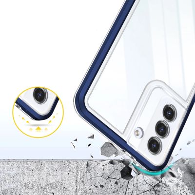 6. Klare 3in1 Hülle für Samsung Galaxy S23+ Silikonhülle mit Rahmen blau