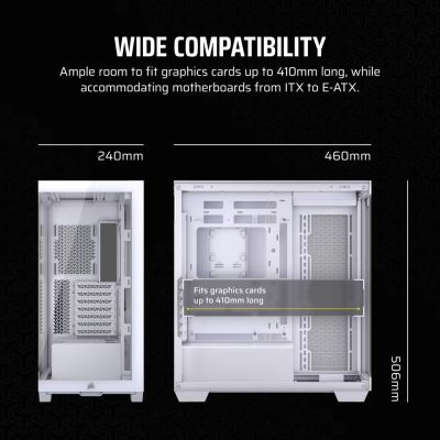 8. Corsair 3500X RSR ARGB Midi-Tower-Gehäuse mit Seitenwand aus gehärtetem Glas, Weiß