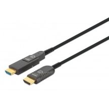 MANHATTAN Hochgeschwindigkeits-Aktiv-Glasfaserkabel mit abnehmbarem Stecker, 4K@60Hz UHD, HDMI-Stecker auf Micro-HDMI-Stecker (Typ D) und abnehmbarer HDMI-Stecker (Typ A), 30 m, HEC, ARC, vergoldete Kontakte