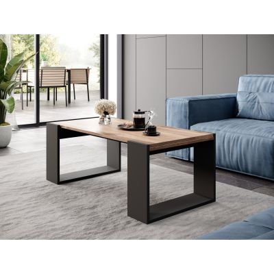 2. Couchtisch aus Holz, 120x55x46 cm, Wotan-Eiche + Anthrazit
