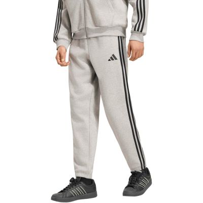 adidas Essentials 3-Streifen Fleecehose für Herren, schmal zulaufende Bündchen, grau, KY4127