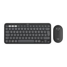 Logitech 920-012203 Tastatur und Maus inklusive, universell, kabellos (RF) + Bluetooth, QWERTZ-Tastatur, deutsches Graphit-Design