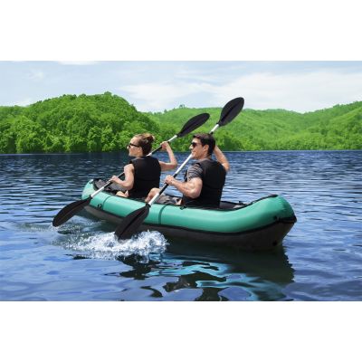 7. Bestway 65052 / 24 Sport Kajak 2-Sitzer Schwarz, Grün, Grau, Mint Acrylnitril-Butadien-Styrol (ABS), Nylon, Polyester, Polypropylen (PP), Polyvinylchlorid (PVC) Aufblasbares Kajak