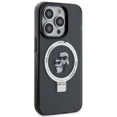 4. Karl Lagerfeld KLHMP13LHMRSKCK iPhone 13 Pro 6,1" schwarz/schwarz Hardcase Ringständer Karl&Choupette MagSafe