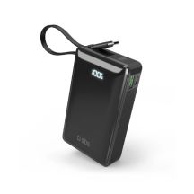 Powerbank SBS 20000 mAh 20W mit integriertem USB-C-Kabel und Digitalanzeige - schwarz