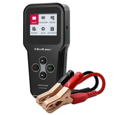 7. Qoltec 3-in-1 Digitaler Batterietester mit LCD-Display und polnischer Menüführung, 6 V, 12 V, 24 V, 10 Ah–200 Ah